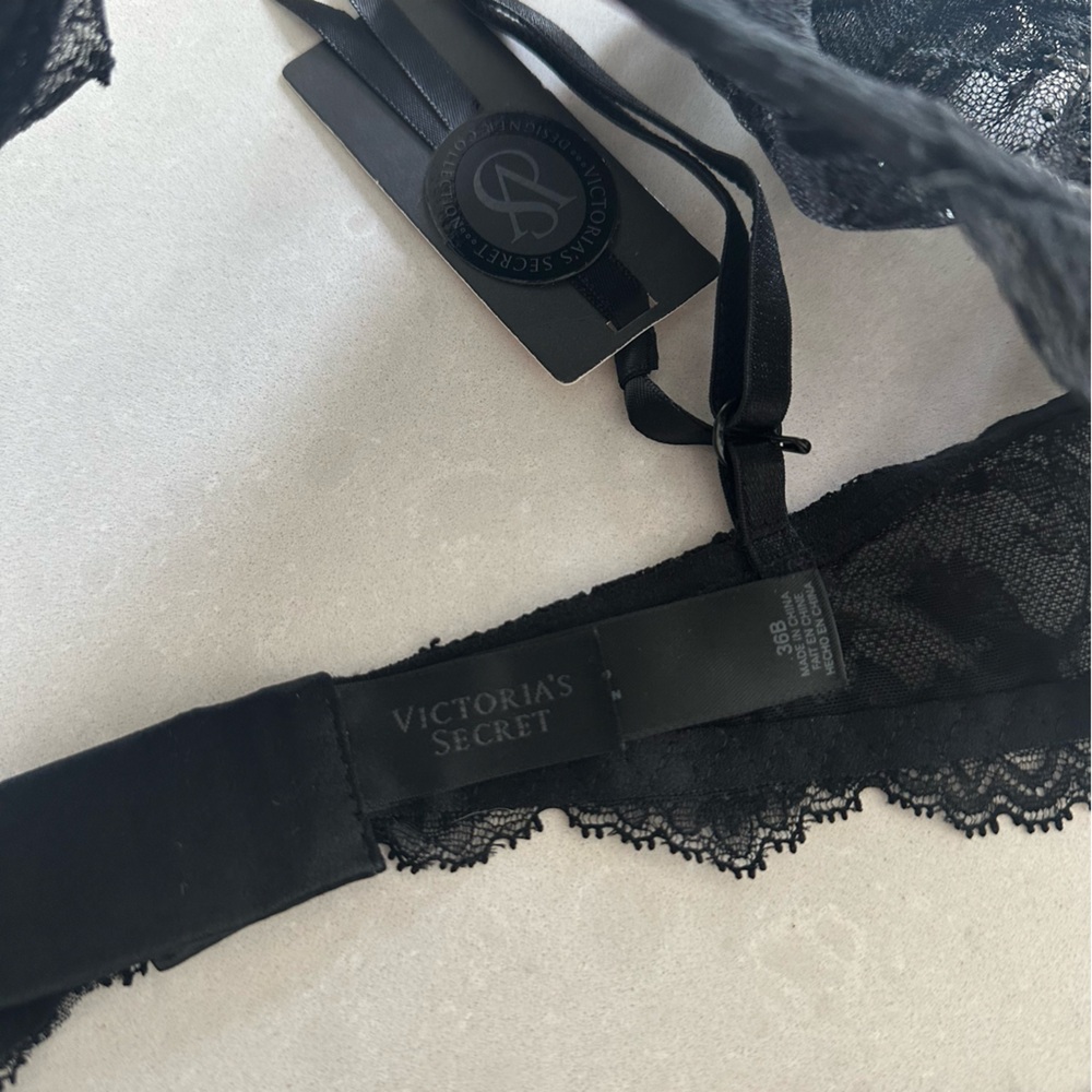 Victoria's Secret Designer Swarovski Black 36B Bra & Panty L Set - Picture 13 of 14